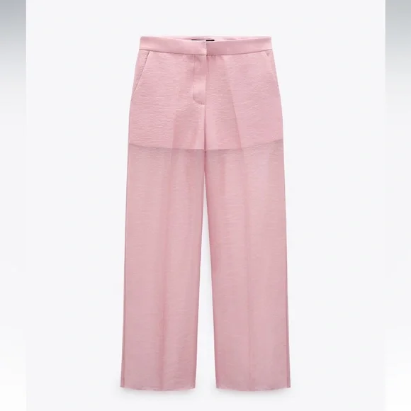 ZARA 2 PIECES SET MIXED ORGANZA BLAZER AND MIXED ORGANZA STRAIGHT LEG PANTS - Picture 14 of 16